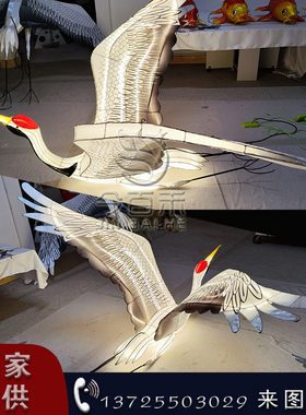 发光仙鹤灯笼动物灯雕灯饰大型灯光节彩灯中秋节日花灯定制防水