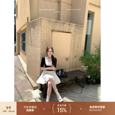 法式蕾丝拼接吊带裙针织衫套装