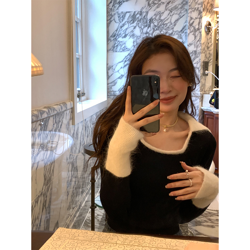 thepeachofficial羊驼绒羊毛黑色翻领内搭毛衣女秋冬打底针织上衣,女装/女士精品,毛针织衫,淘宝优惠券,粉丝福利购,淘宝优惠卷