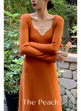 MICHELLYMO康赛妮羊绒法式赫本修身气质名媛高腰显瘦针织连衣裙