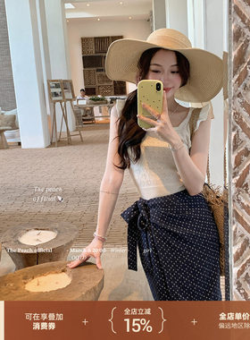 thepeachofficial【拉裴尔暮歌】无袖羊毛针织背心开叉半裙两件套