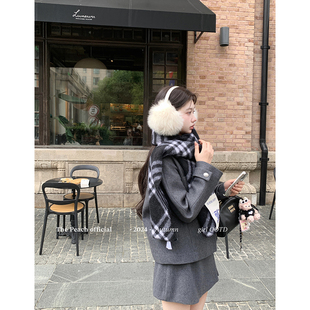 thepeachofficial【马林斯基剧院】学院风羊毛呢小香外套半裙套装