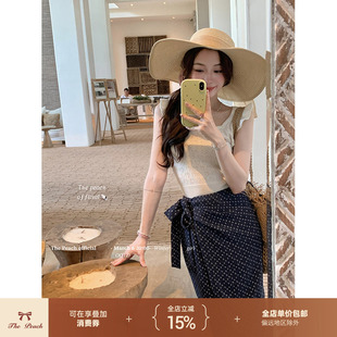 thepeachofficial【拉裴尔暮歌】无袖羊毛针织背心开叉半裙两件套