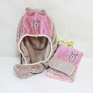 阿里郎小熊干发帽可爱超强吸水速干擦头包头巾柔软加厚干发巾浴帽