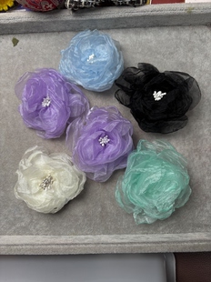 韩版 配饰随机6朵 烧边花欧根纱超仙气质立体布花朵DIY发夹头花服装