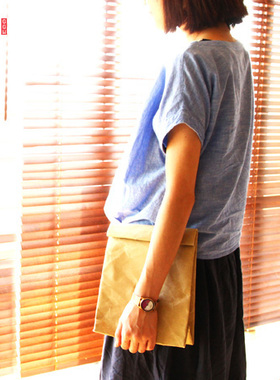 日本正品纸和SIWA 复古公文包手拿包收纳包文件袋 深泽直人(中)