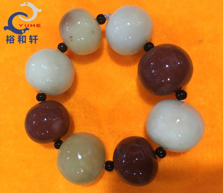 寿山石手串手链 天然原石 芙蓉冻石 原石圆珠手串多宝【裕和轩】