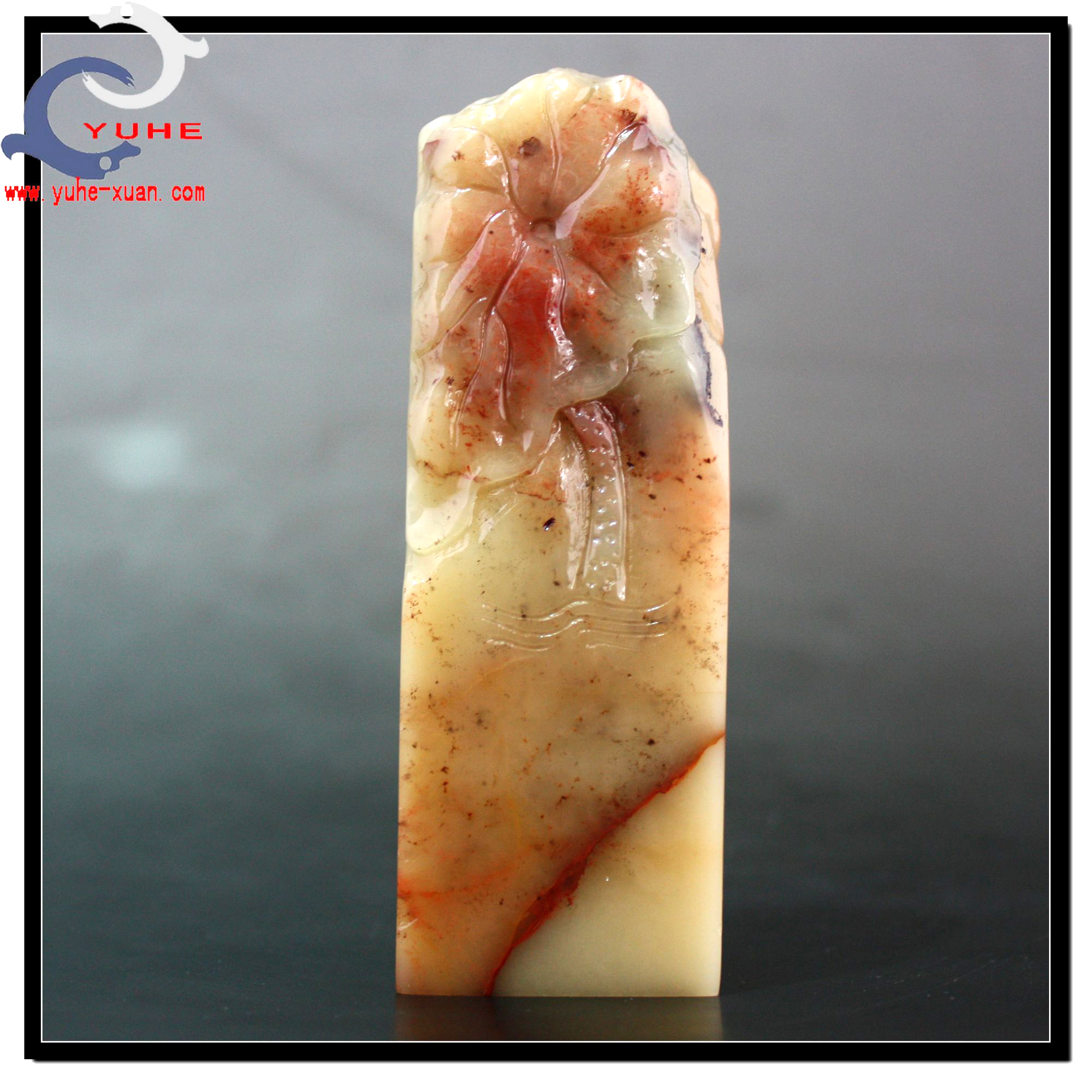 寿山石印章 国石真品 芙蓉冻石 荷花印钮章篆刻章批【裕和轩】E61