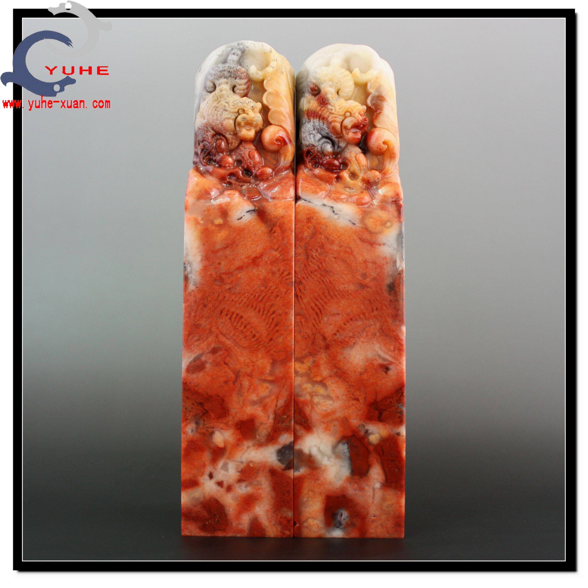 寿山石印章 金石篆刻 芙蓉石 气派王者 生肖虎对章【裕和轩】B7-6