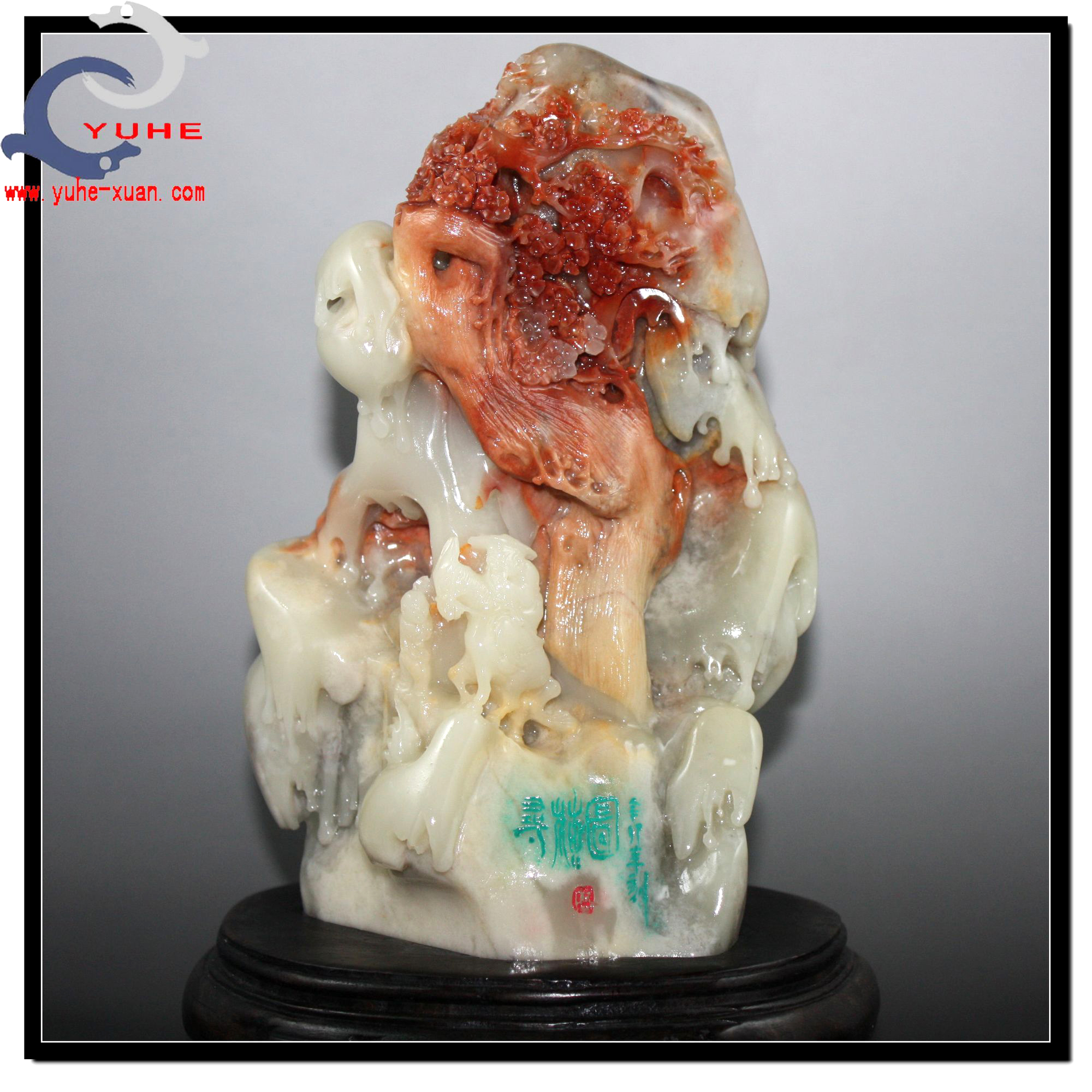 寿山石摆件 国石真品芙蓉冻石 踏雪寻梅精品大摆件【裕和轩】A8-2