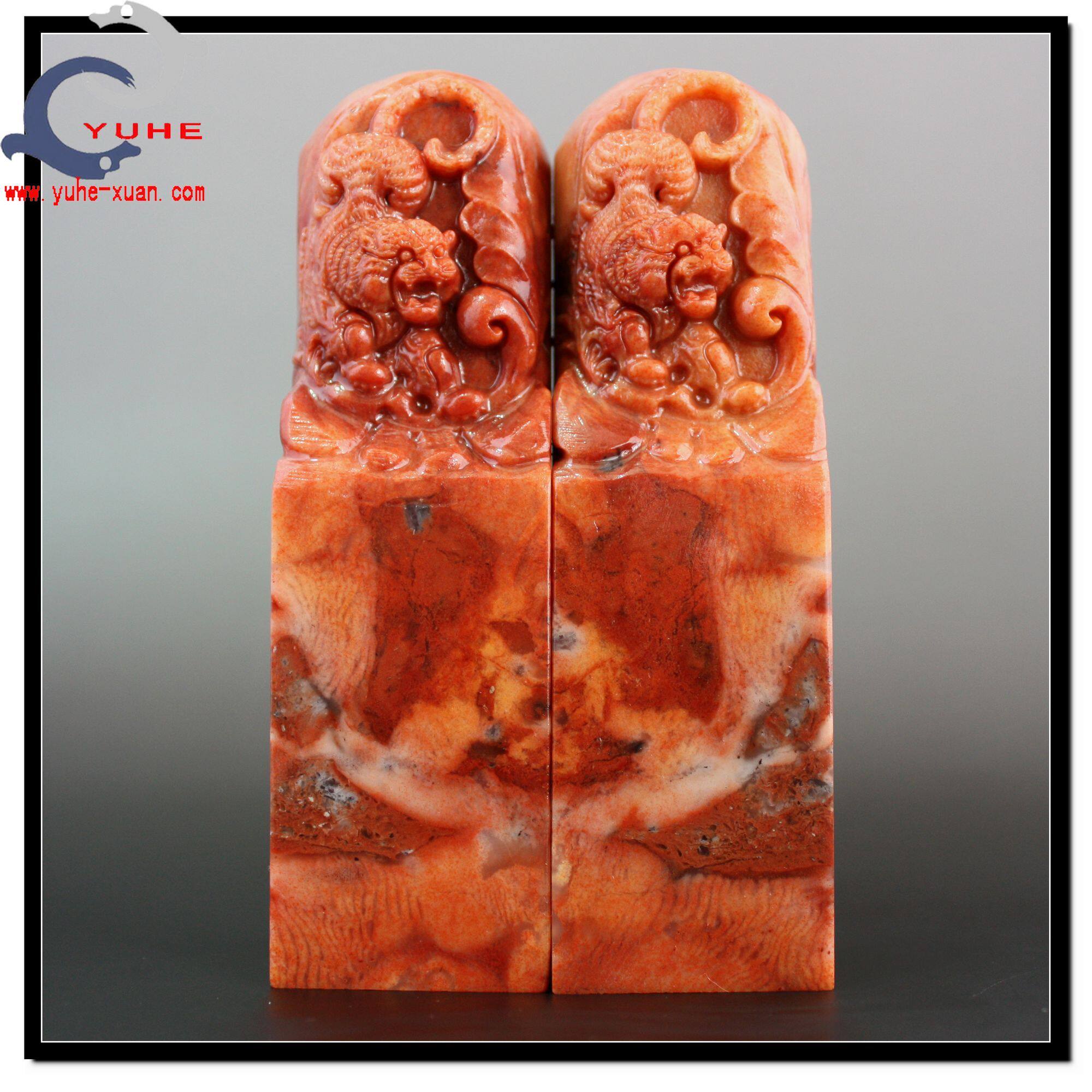 寿山石印章 金石篆刻 芙蓉石 气派王者生肖虎对章【裕和轩】B7-11