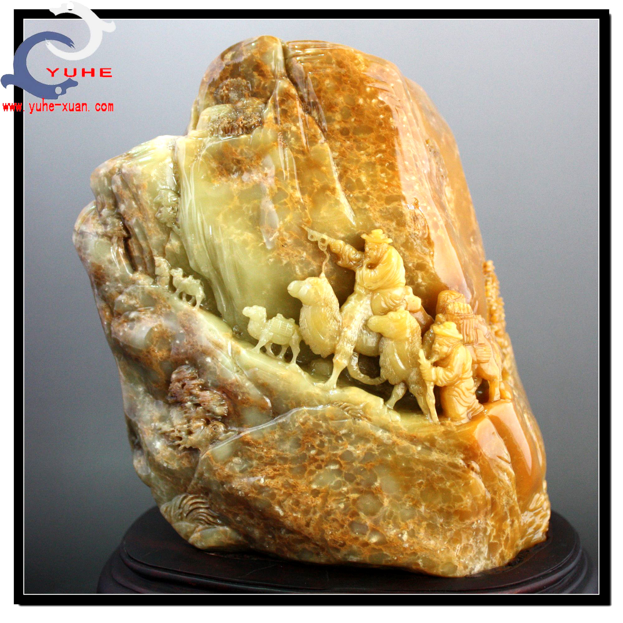 寿山石雕摆件 金石篆刻结晶老岭石 丝绸之路精品摆件【裕和轩】C8