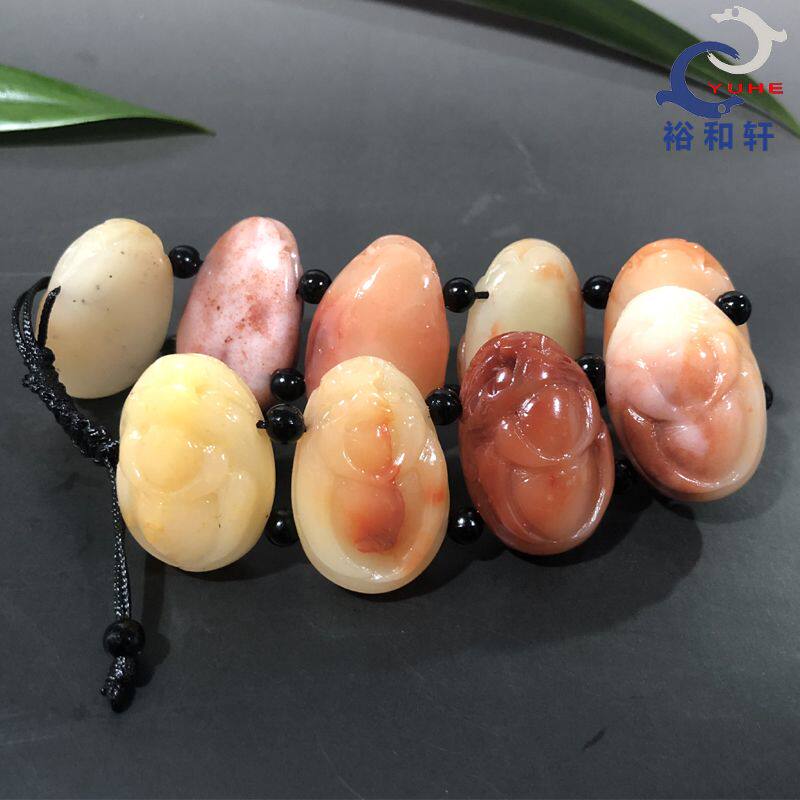寿山石手串 国石真品芙蓉石 福在眼前蝙蝠风水手串文玩【裕和轩】