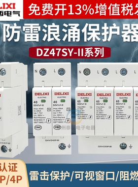德力西DZ47SY浪涌保护器1p电源电涌CDY防雷击家用2P/4P避雷器385V