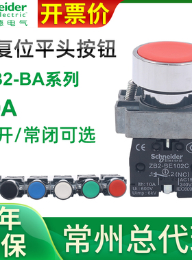 施耐德点动自复位平头按钮开关XB2BA31C 22mm黄色1常开ZB2-BE101C