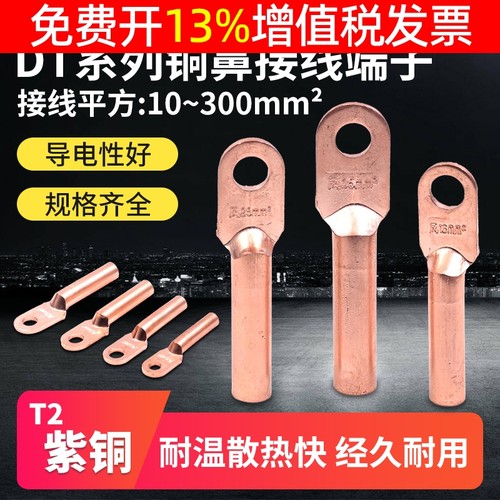 凤凰国标铜鼻子DT接线端子25堵油式10接头电线电缆紫铜单孔16平方