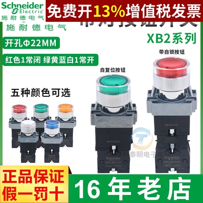 正品施耐德带灯按钮自锁自复位