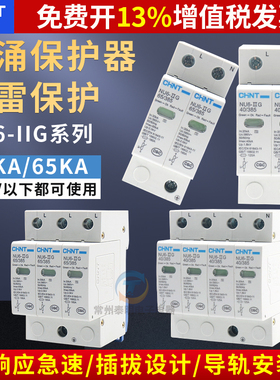 正泰4P家用40KA家庭3防雷380V浪涌保护器60电涌2避雷NU6-II三单相