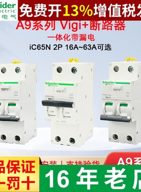 施耐德漏电保护器iC65N断路器Vigi+一体化16-63A带漏保A9D65232