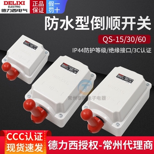 德力西防水倒顺开关QS15 60A单相220V三相380V电机正反转开关