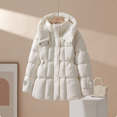 小个子连帽白鸭绒显瘦羽绒服女