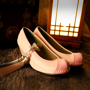 韩国原装 5cm跟225 255mm现货手缝工艺鞋 DX24001 进口女士韩服勾鞋