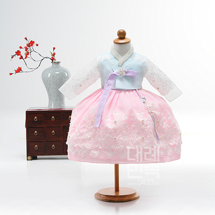 韩国传统女童韩服朝鲜族女宝宝一周岁生日礼服女孩儿童韩服E01019