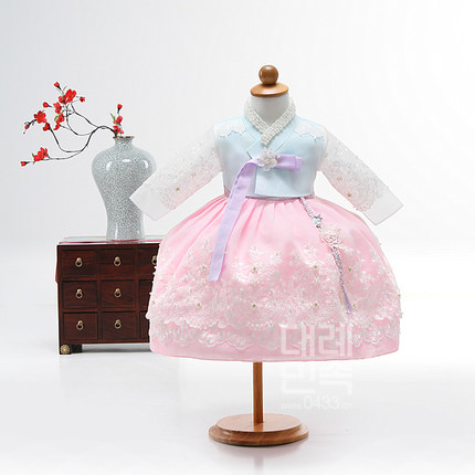 韩国传统女童韩服朝鲜族女宝宝一周岁生日礼服女孩儿童韩服E01019