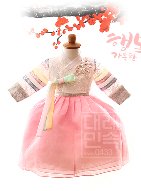 韩国传统女童韩服朝鲜族女宝宝一周岁生日礼服女孩儿童韩服E01319