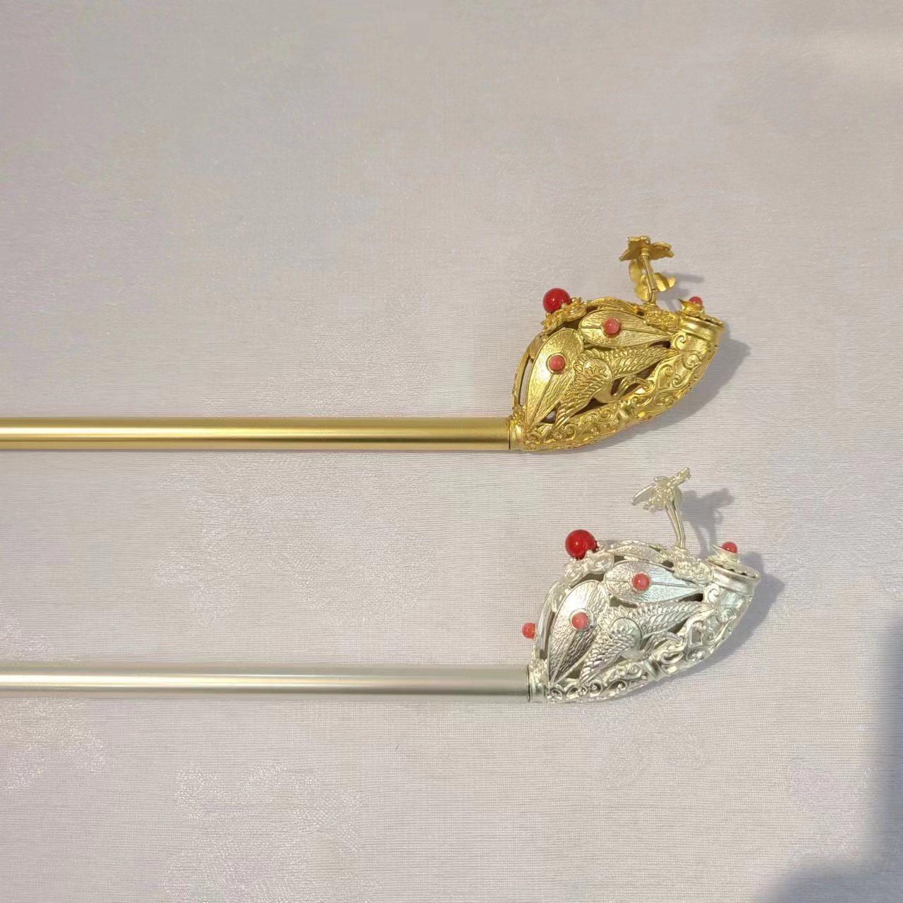 韩国韩服头饰宫廷唐衣发簪新娘头饰长30cm金银凤凰簪子f22027