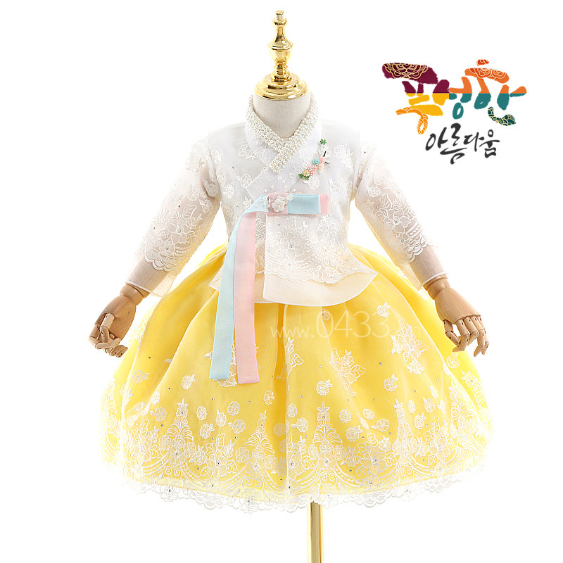 韩国宫廷传统女童韩服朝鲜族女宝宝一周岁生日礼服儿童韩服E10280