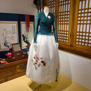 朝鲜族民族练习舞蹈裙子墨绿色网纱上衣阿里阿40号裙子 H-S11281