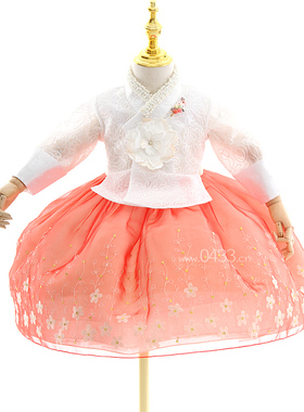 韩国宫廷传统女童韩服朝鲜族女宝宝一周岁生日礼服儿童韩服E10077