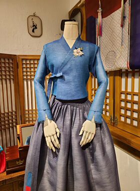 朝鲜族平时穿的上衣和长裙子生活韩服韩国面料量身定做H-S11532