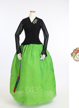 朝鲜族舞蹈练习腰裙练功服黑色网纱上衣双美娟裙子U24319