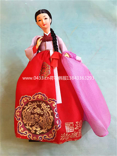 韩国进口人偶/兜风阿西韩服娃娃/韩国料理店摆设/正品/H-P07726
