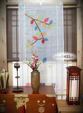 韩国进口树叶窗帘/韩式 帘子/麻纱面料/70*148cm/H-P07934