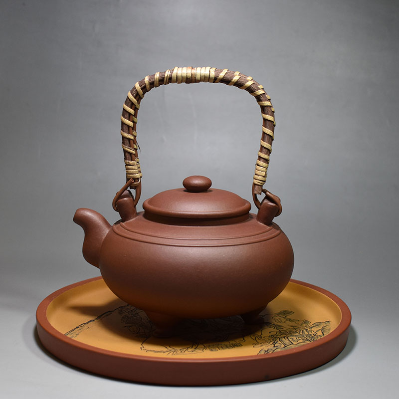 老缶紫砂宜兴原矿紫砂壶景舟软提550cc红皮龙