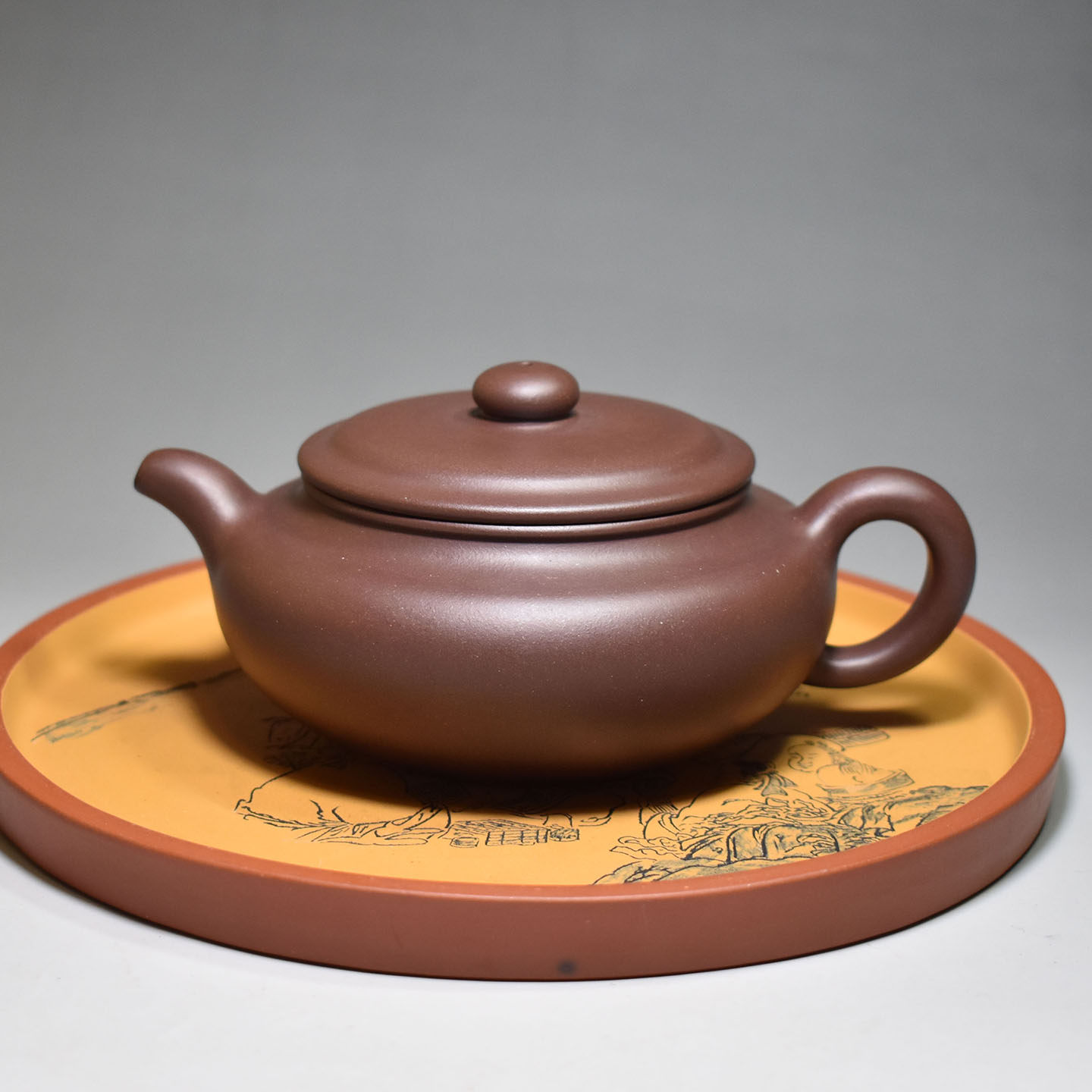老缶宜兴原矿紫泥景舟扁腹手工壶