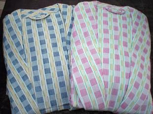 加厚加密全纯棉手工提花老粗布鲁锦土布男士睡衣浴袍情侣家居服