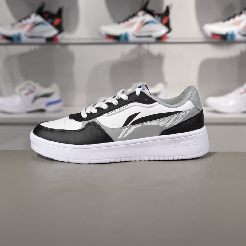 李宁车缝线系带男子低帮休闲鞋