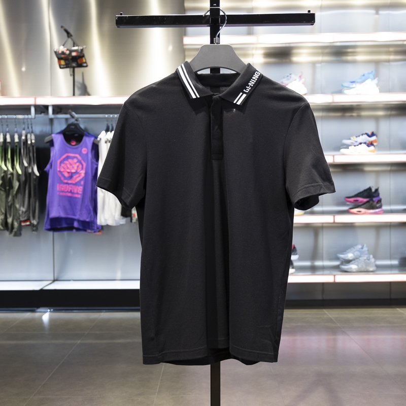 李宁短袖POLO衫纯棉舒适透气