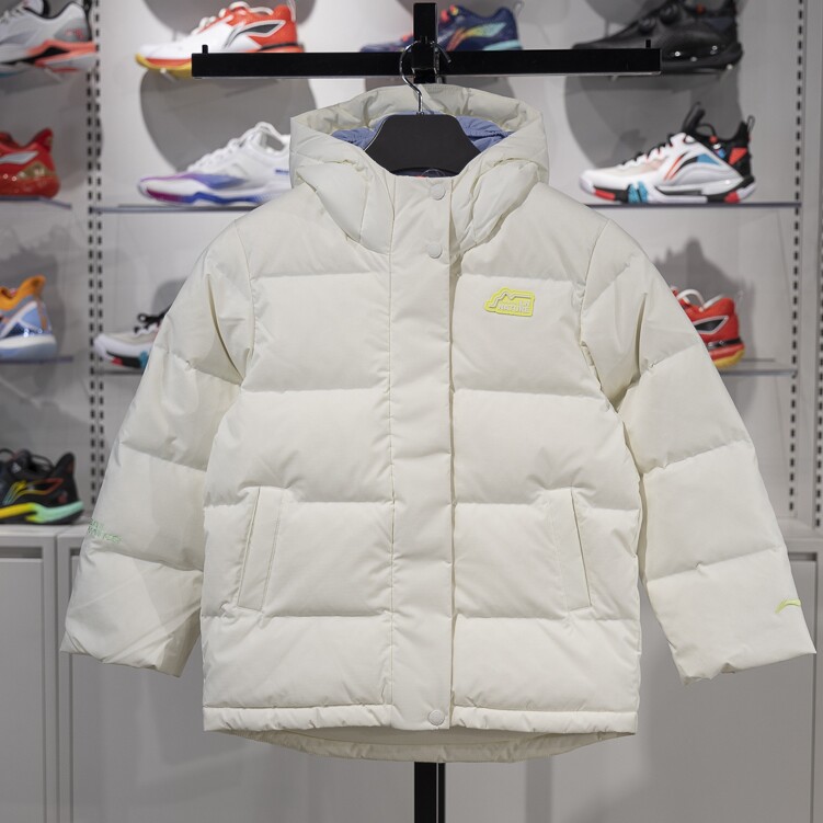 李宁保暖连帽中长款儿童羽绒服