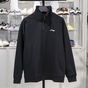 李宁卫衣男子2024冬季 加绒保暖宽松休闲套头无帽卫衣YWDU351 新款