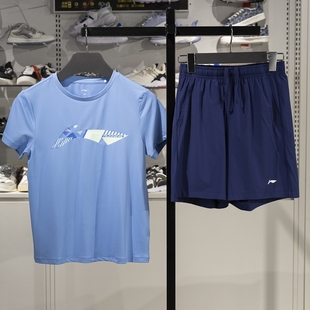 短袖 男女小大童2025夏儿童透气短裤 YATV025 李宁速干比赛套装 正品