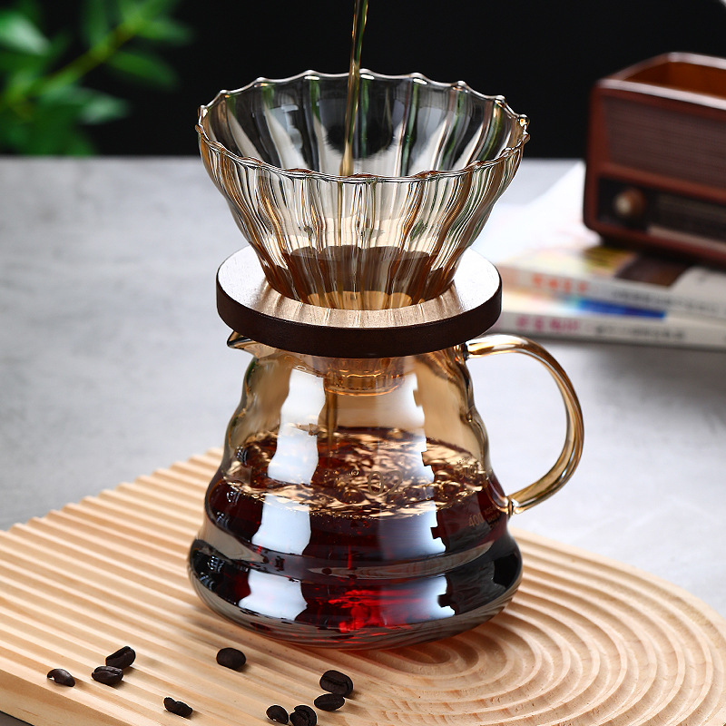 咖啡壶滤杯玻璃分享套装过滤器耐热滴漏式漏斗家用器具高硼硅镀色