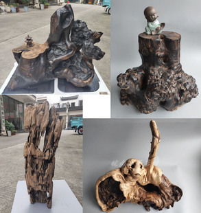 天然木雕崖柏根雕工艺品装饰摆件花架坐凳底托佛台佛座风化木枯