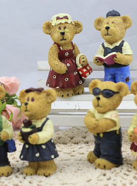 zakka泰迪熊六口树脂家居装饰