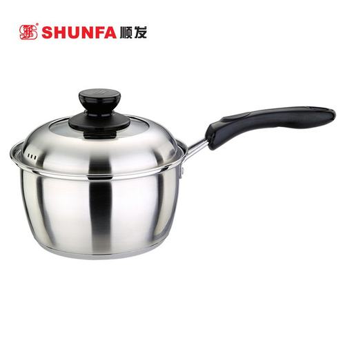 16cm三层304不锈钢烹饪汤奶锅