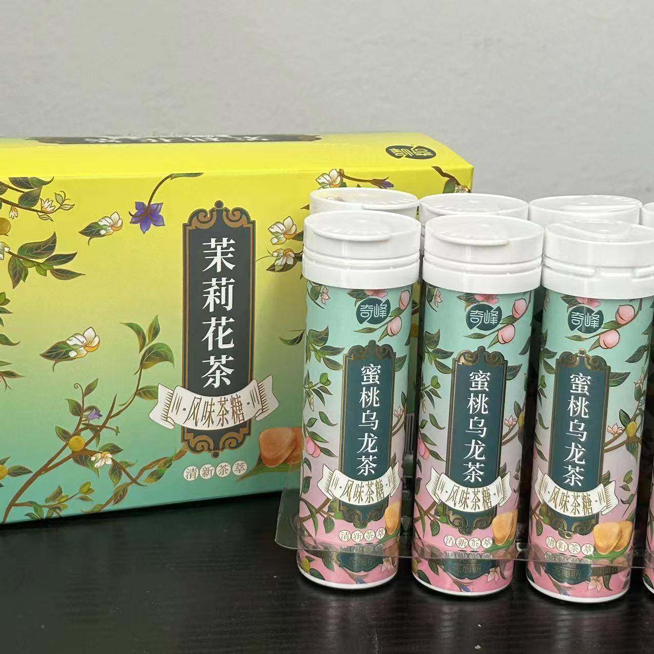 奇峰27g蜜桃乌龙茉莉花茶含片口气清新茶萃润喉清爽糖果